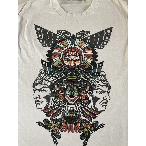 Large Hustle Gang Native American T-Shirt - Picture 2 of 7
